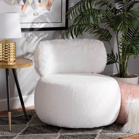Baxton Studio Tayla Modern & Contemporary White Fabric Upholstered and Black Metal Accent Chair 204-12578